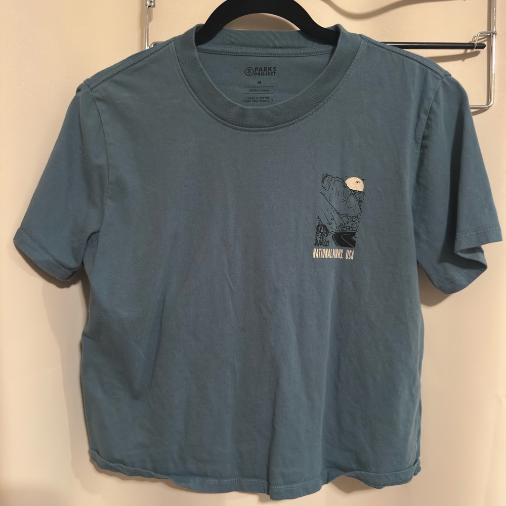 Parks Project Blue Graphic Checklist Cropped T-Shirt